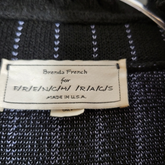 FRENCH RAGS vintage wool blend striped ruffle trim button front cardigan sweater - Picture 3 of 12